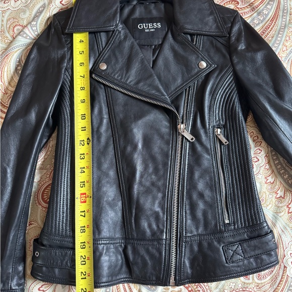 🌟NWT Genuine leather jacket, Guess, size XS, black🌟 - Picture 8 of 9